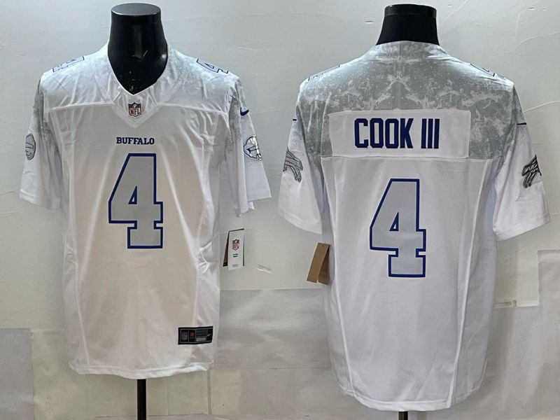 Men 2025 Buffalo Bills #4 Cook iii white 5th generation Throwback Nike Limited NFL Jersey style 05